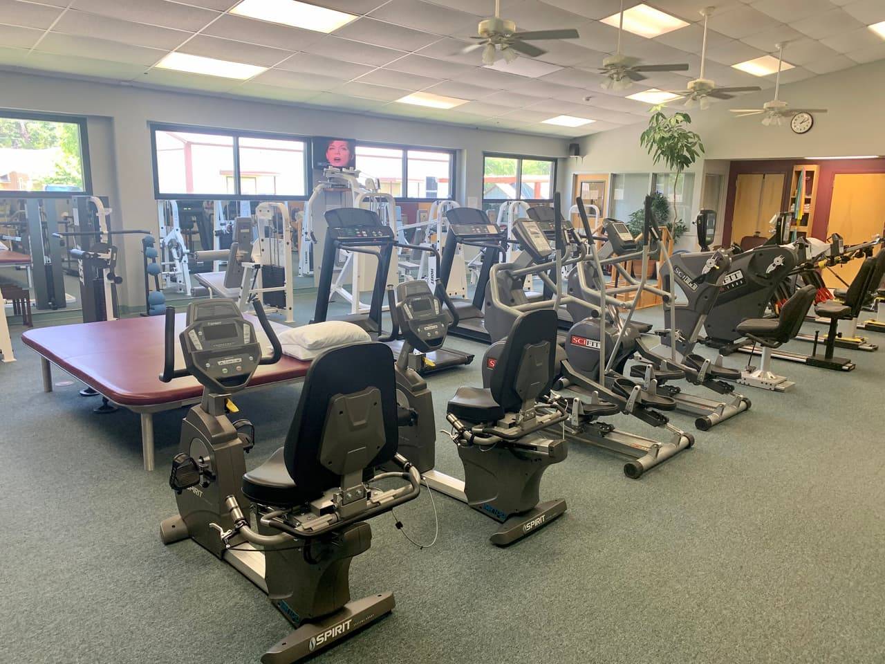 Bright, fully equipped physical therapy and rehabilitation gym at Comanche County Physical Therapy Services, serving patients in Comanche and De Leon, TX