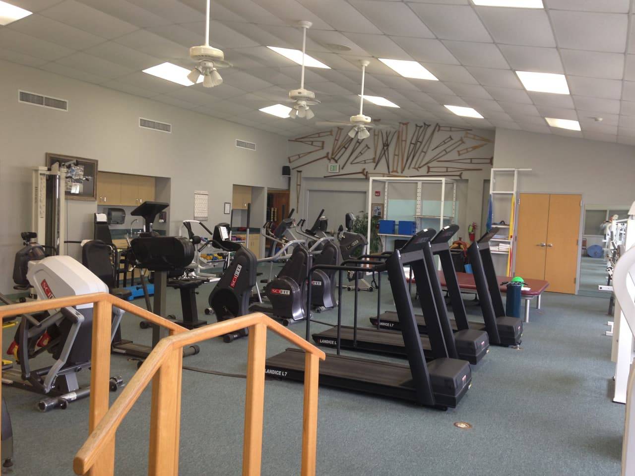 Rehabilitation and exercise area used for work injury recovery at Comanche County Physical Therapy Services